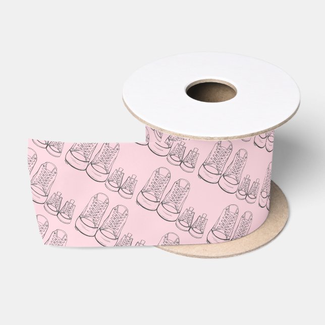 Ruban En Satin Grosse Petite Chaussures Nouveau bébé Douche Baske (Bobine)