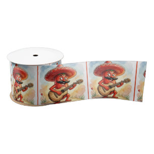 Ruban En Satin Guitariste Piment Rouge