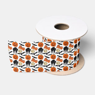 Ruban En Satin Halloween Chats Chat Citrouille Et Lune Dessin