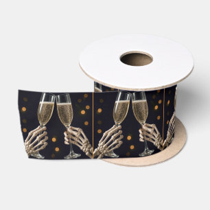 Ruban En Satin Halloween Mariage Skeleton Champagne Toast