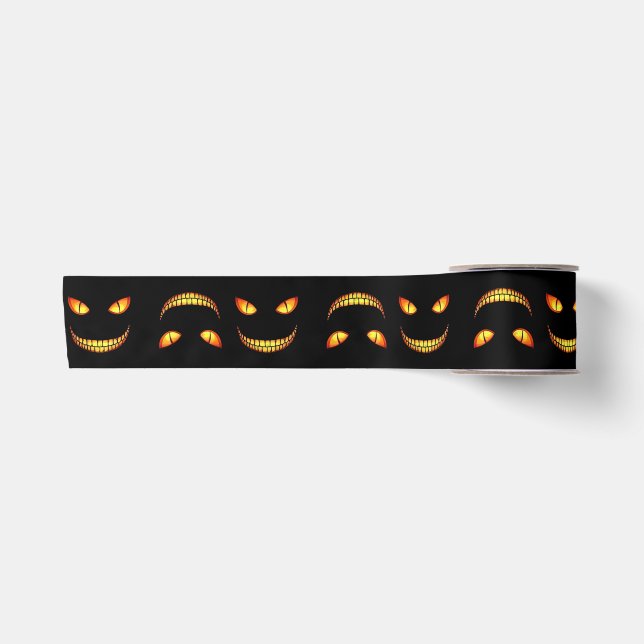 Ruban En Satin Halloween noir effrayant (Devant)