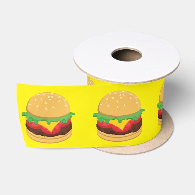 Ruban En Satin Hamburger Anniversaire Fête Burger Satin Ruban (Bobine)