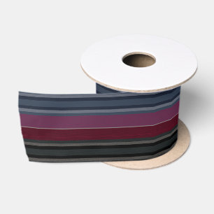 Ruban En Satin HAMbyWG - Ruban cadeau - Maroon avec gris, blues, 