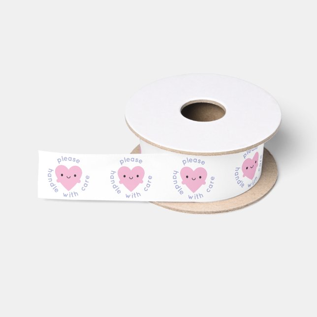 Ruban En Satin Handle Avec Soin Kawaii Coeur (Bobine)
