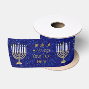 Ruban En Satin Hanoukka Gold Menorah grand Motif élégant