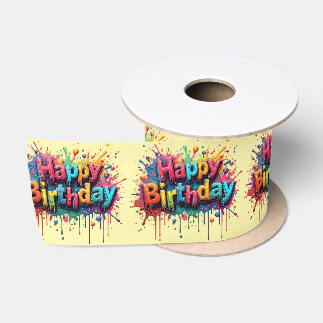 Ruban En Satin Happy Birthday Gift Bow (Bobine)