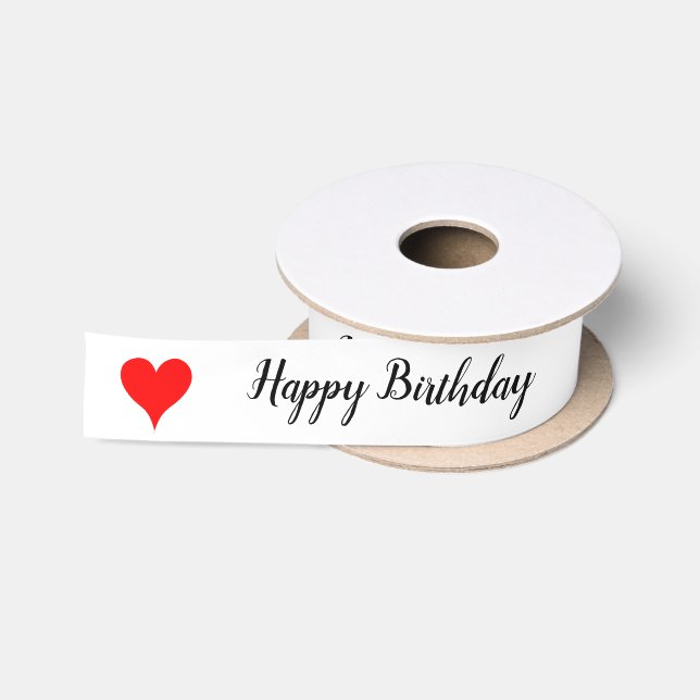 Ruban En Satin Happy Birthday Red Hearts 1.5 INCH (Bobine)