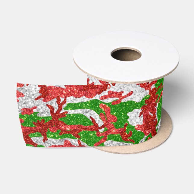 Ruban En Satin Haus De Camo Motif Silver Xmas (Bobine)