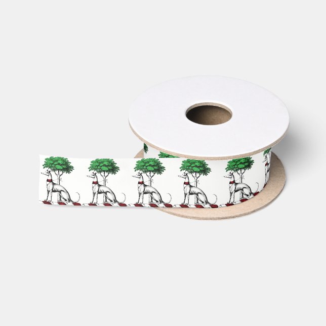 Ruban En Satin Héritier de Greyhound Whippet avec arbre héraldiqu (Bobine)
