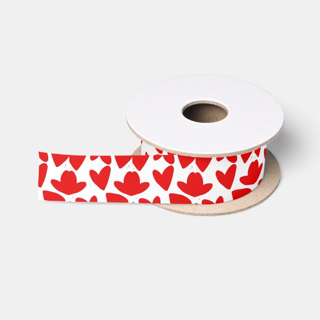 Ruban En Satin Heureuse Sainte-Valentin romantique rose et rouge (Bobine)