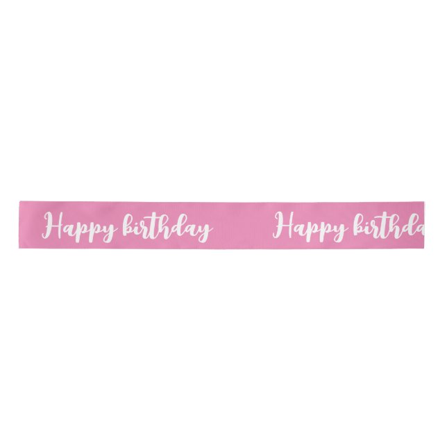 Ruban En Satin "heureux anniversaire" couleur rose (Devant)