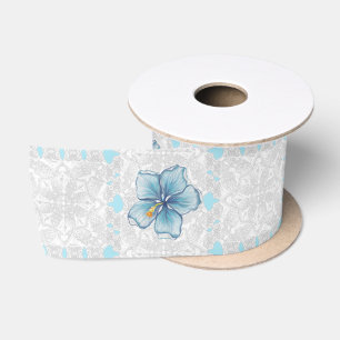 Ruban En Satin Hibiscus & dentelle TURQUOISE