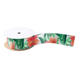 Ruban En Satin Hibiscus d'orange tropicale