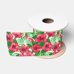 Ruban En Satin Hibiscus et palmiers feuilles