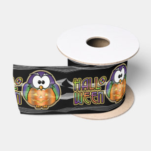 Ruban En Satin hibou citrouille