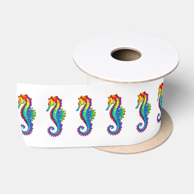 Ruban En Satin Hippocampe polygonal arc-en-ciel (Bobine)