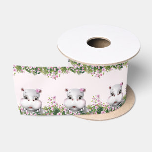 Ruban En Satin Hippopotame Floral Rose