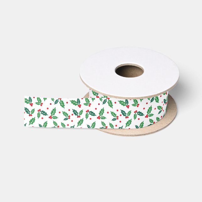 Ruban En Satin Holiday Holly Ribbon (Bobine)
