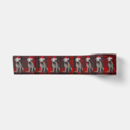 Ruban En Satin Holiday Irish Wolfhound Dog Red Christmas Plaid