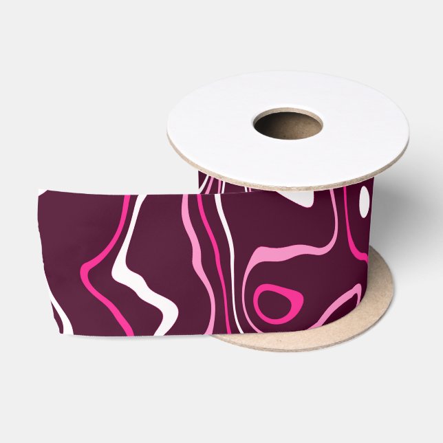 Ruban En Satin Hot pink damascus abstract swirls cool pattern (Bobine)