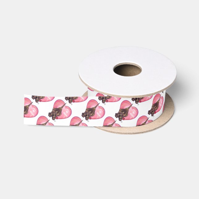 Ruban En Satin Hound Dog Valentine's Day (Bobine)