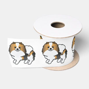 Ruban En Satin Hound Tricolor Pomeranian mignon chien de dessin