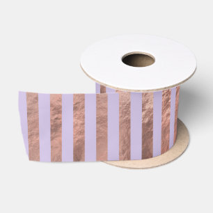 Ruban En Satin Huile or Rose glamour et rayures de lavande