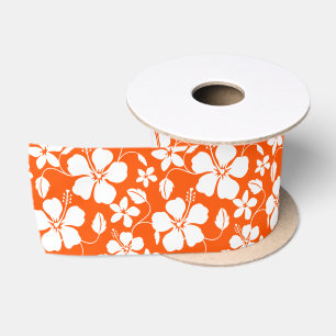 RUBAN EN SATIN HULA HAÏIENNE (HIBISCUS) ORANGE SATIN RIBBON