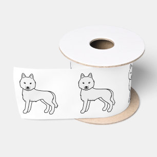 Ruban En Satin Husky sibérien blanc Chien de dessin animé mignon