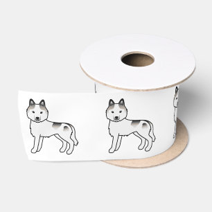 Ruban En Satin Husky sibérien piebalde gris Chien de dessin animé