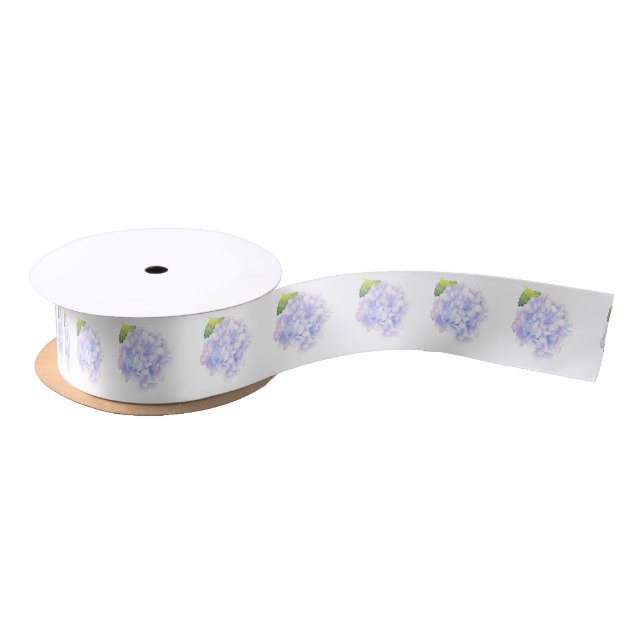 Ruban En Satin Hydrangea Aquarelle Vignette Motif (Bobine)