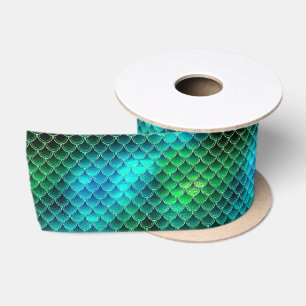 Ruban En Satin ID vert Motif d'échelle Mermaid600