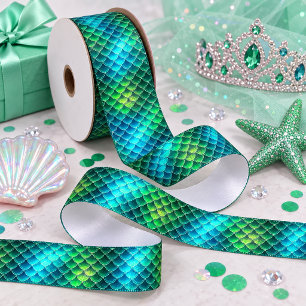 Ruban En Satin ID vert Motif d'échelle Mermaid600