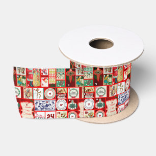 Ruban En Satin Illustration de bloc de l'Avent de Noël carré