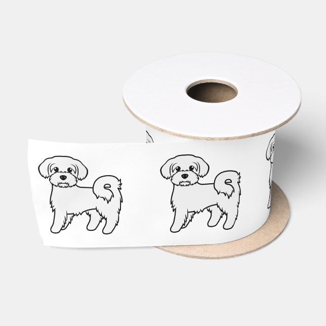 Ruban En Satin Illustration de chien de dessin mignon maltais (Bobine)