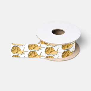 Ruban En Satin Illustration de dessin animé d'escargot jaune mign