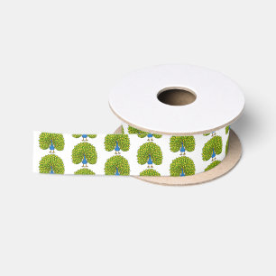 Ruban En Satin Illustration d'oiseau de paon brillant