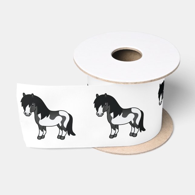 Ruban En Satin Illustration du dessin animé Black Pinto Shetland  (Bobine)