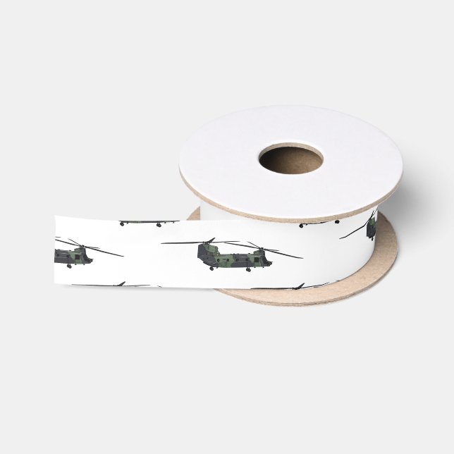 Ruban En Satin Illustration d'un hélicoptère de l'armée de Chinoo (Bobine)