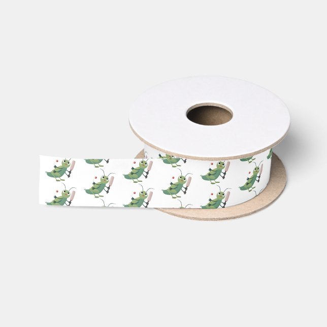 Ruban En Satin Illustration d'un insecte du cricket vert mou (Bobine)