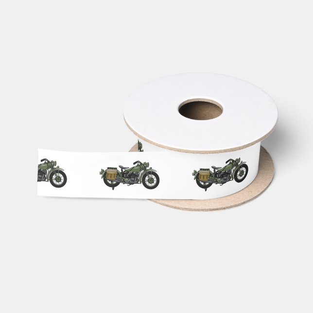 Ruban En Satin Illustration d'une moto de croiseur militaire (Bobine)