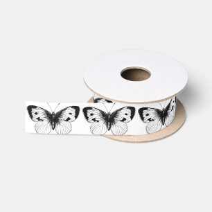 Ruban En Satin Illustration vintage de papillon du chou blanc