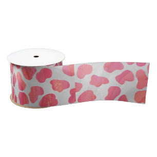 Ruban En Satin Impression dalmate rose et blanc