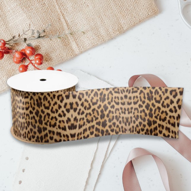 Ruban En Satin imprimé léopard chic fille tendance safari sauvage (Créateur téléchargé)