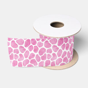 Ruban En Satin Imprimer la Girafe rose branchée
