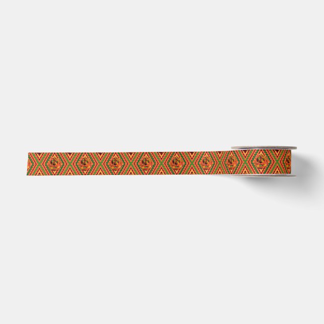 Ruban En Satin Imprimer Rose Kente (Devant)