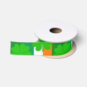 Ruban En Satin Irish Flag & Shamrock - Irlande, feuille de trèfl