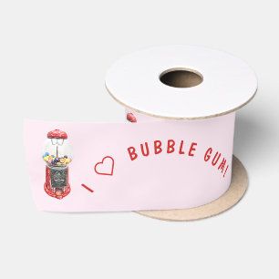 Ruban En Satin J'Aime La gomme À Bulles