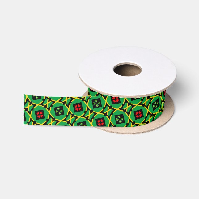 Ruban En Satin Jamaïque Cadeaux, Coeurs et Jamaïque Drapeau mode (Bobine)