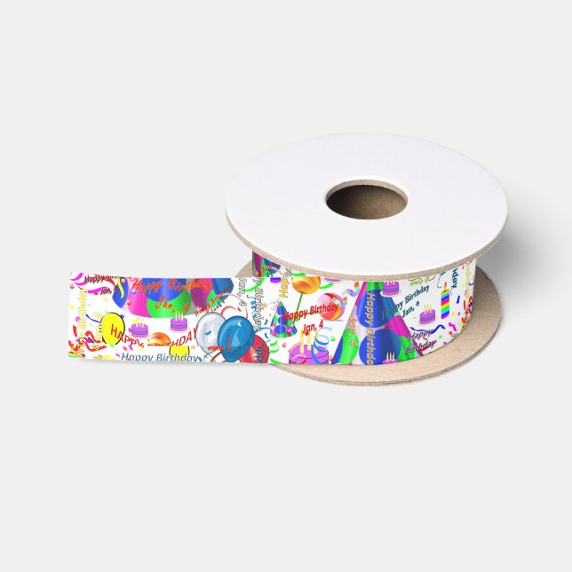Ruban En Satin Janvier 4 Anniversaire Ruban (Bobine)